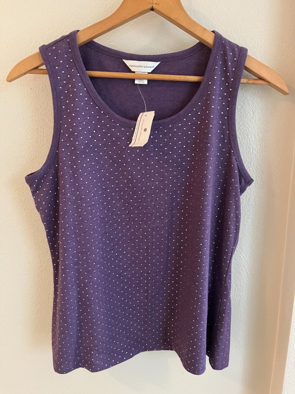 Christopher & Banks Cotton-Blend Studded Tank Top in Purple